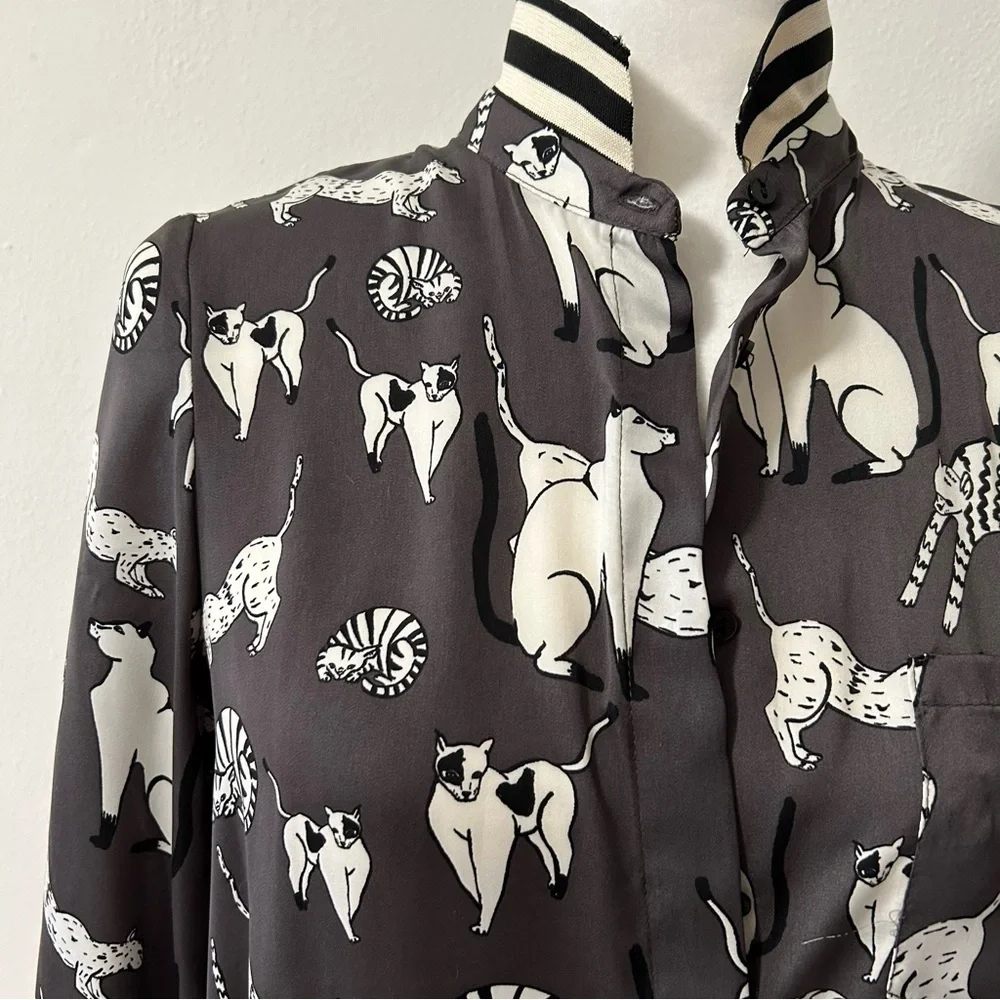 Zara Gray and White Animal Print Mini Dress - Picture 3 of 9